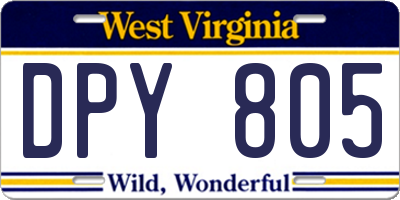 WV license plate DPY805