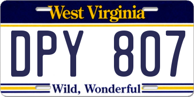WV license plate DPY807