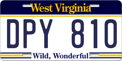 WV license plate DPY810