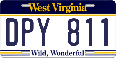 WV license plate DPY811