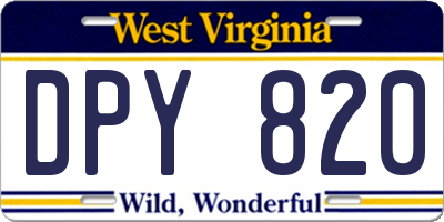 WV license plate DPY820