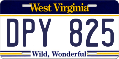 WV license plate DPY825