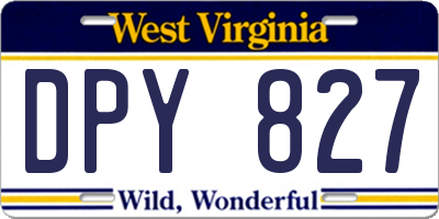 WV license plate DPY827