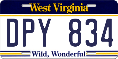 WV license plate DPY834