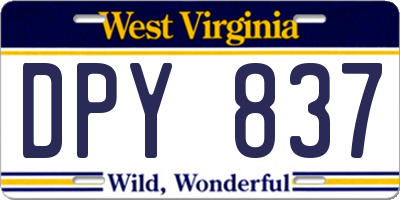 WV license plate DPY837