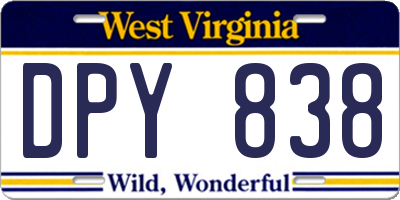 WV license plate DPY838