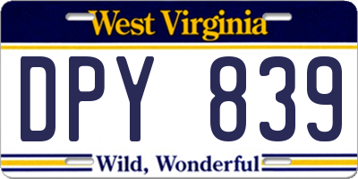 WV license plate DPY839