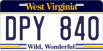 WV license plate DPY840
