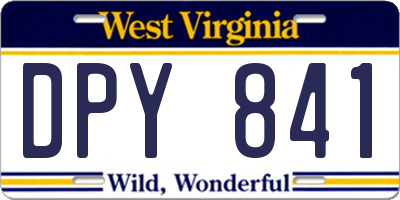 WV license plate DPY841