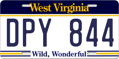 WV license plate DPY844