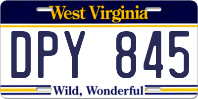WV license plate DPY845