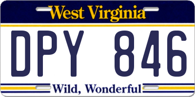 WV license plate DPY846