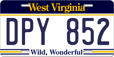 WV license plate DPY852