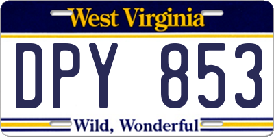 WV license plate DPY853