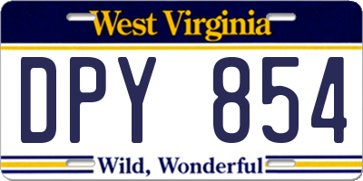 WV license plate DPY854