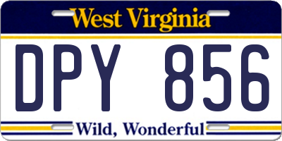 WV license plate DPY856