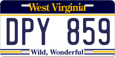 WV license plate DPY859