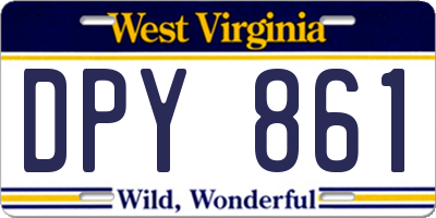 WV license plate DPY861