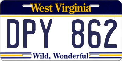 WV license plate DPY862