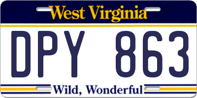 WV license plate DPY863