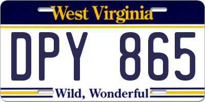 WV license plate DPY865