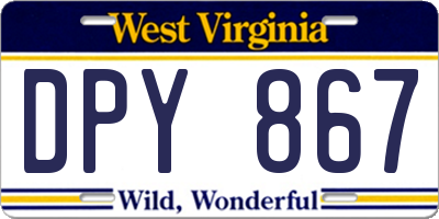 WV license plate DPY867