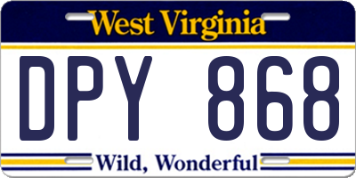 WV license plate DPY868