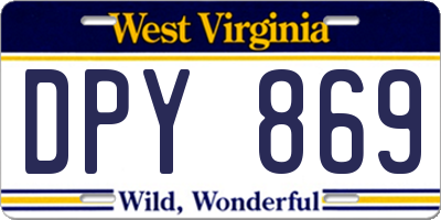 WV license plate DPY869