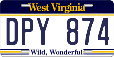 WV license plate DPY874