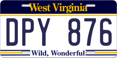 WV license plate DPY876