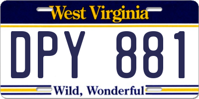 WV license plate DPY881