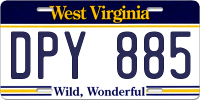 WV license plate DPY885