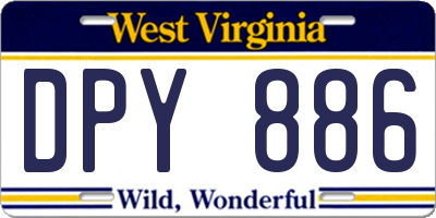 WV license plate DPY886