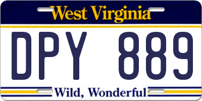 WV license plate DPY889