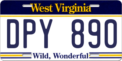 WV license plate DPY890