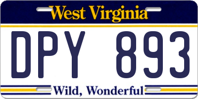 WV license plate DPY893