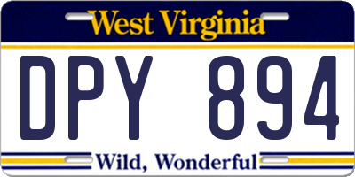 WV license plate DPY894