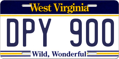 WV license plate DPY900