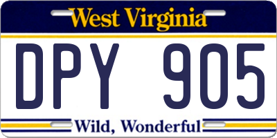 WV license plate DPY905