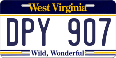 WV license plate DPY907