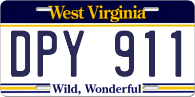 WV license plate DPY911