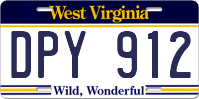 WV license plate DPY912