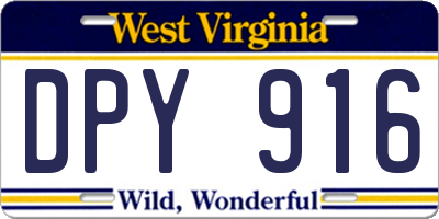 WV license plate DPY916