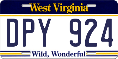 WV license plate DPY924