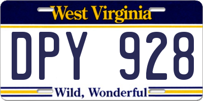 WV license plate DPY928