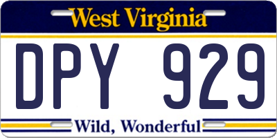 WV license plate DPY929