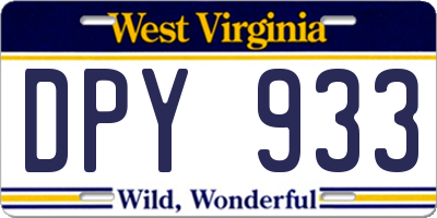 WV license plate DPY933