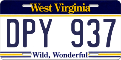 WV license plate DPY937