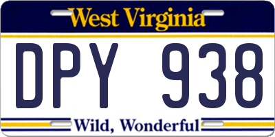 WV license plate DPY938