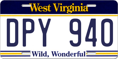 WV license plate DPY940